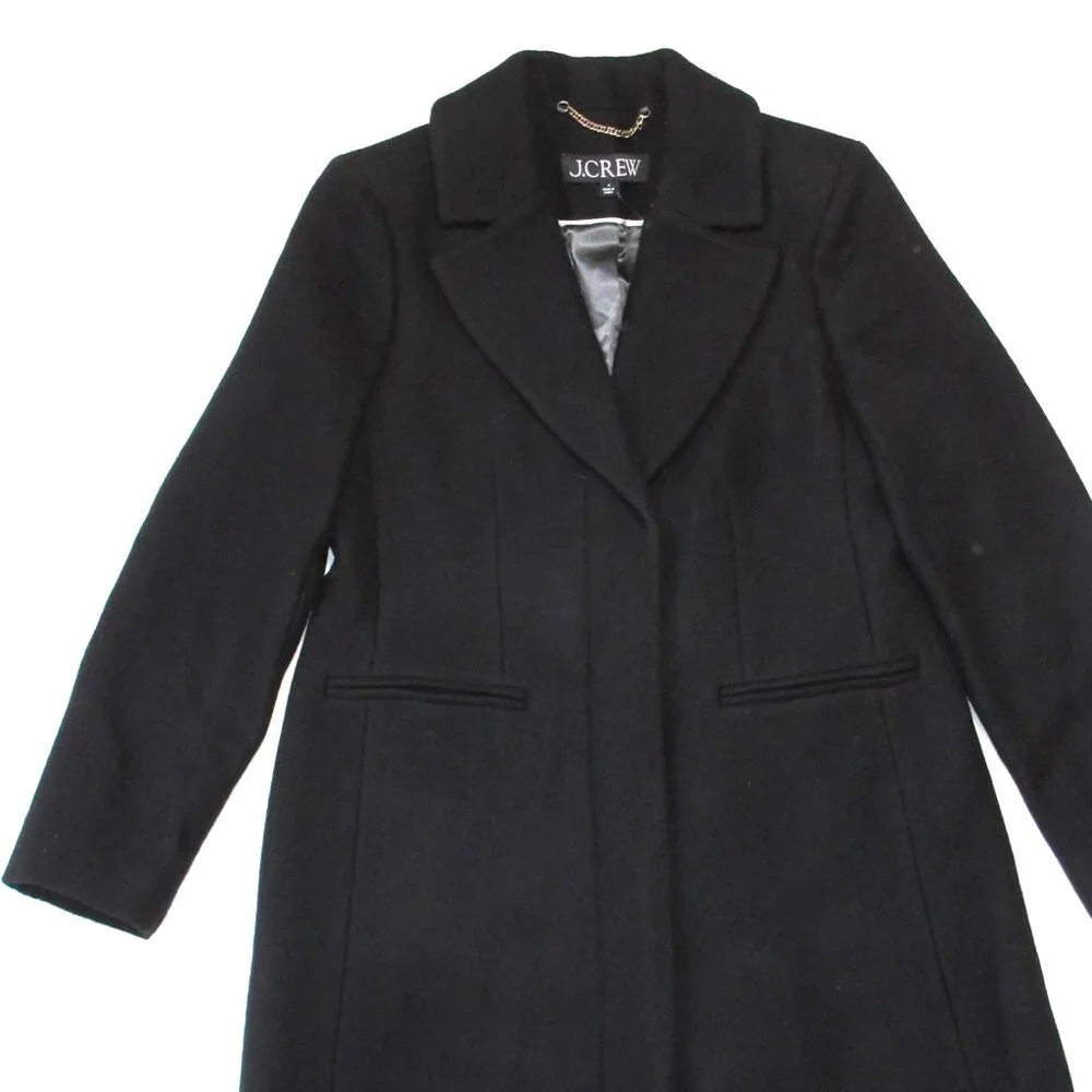NWT J.Crew Savoy Topcoat in Black Italian Wool-blend Melton Coat 4